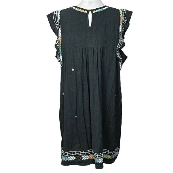 A Beautiful Soul Ladies Plus Size Embroidered Flutter Sleeve Gauze Shift Dress - Picture 3 of 7